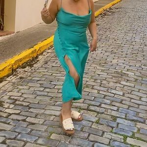 Turquoise Silk Dress